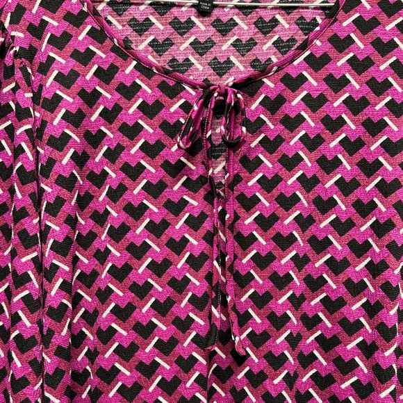 Fred David Fuchsia & Black Patterned Tie-Neck Blouse - Picture 3 of 8